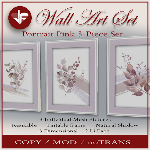 WALL ART Pink Leaves Portrait
