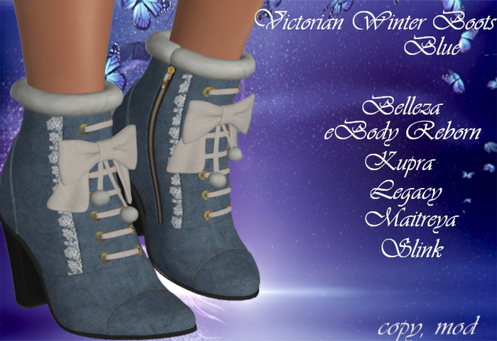 Victorian Winter Boots Blue