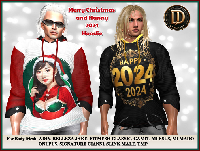 ☾ⅅⅅ☽ Merry Christmas and Happy 2024 Hoodie
