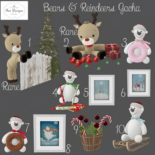 02 Bee Designs Bears and Reindeers RARE