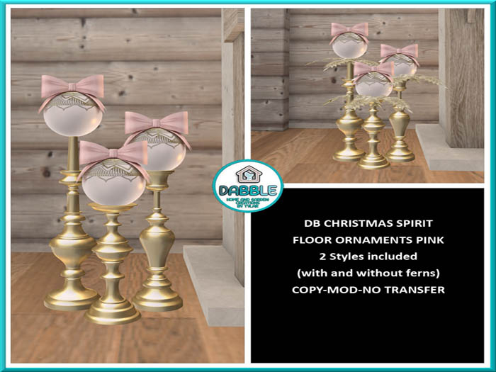 DB CHRISTMAS SPIRIT FLOOR ORNAMENTS PINK  ADD ME