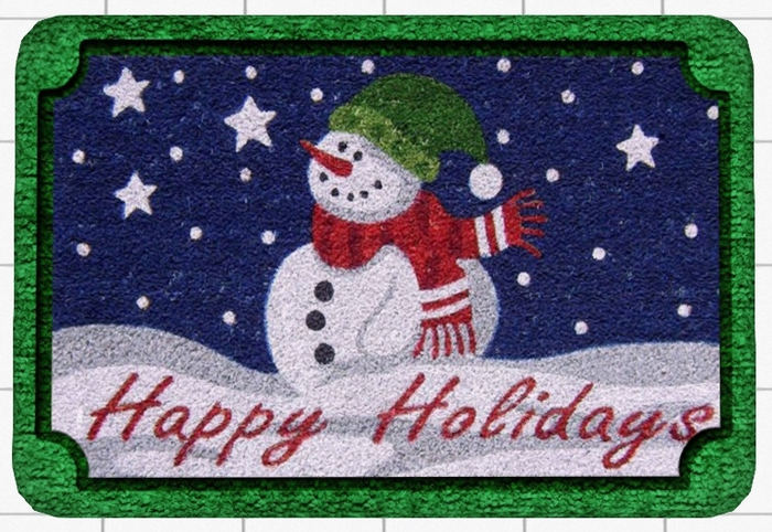~Confetti Time~ Welcome Mat Happy Holidays Snowman