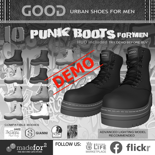 Punk boots for men Demo **GOOD**