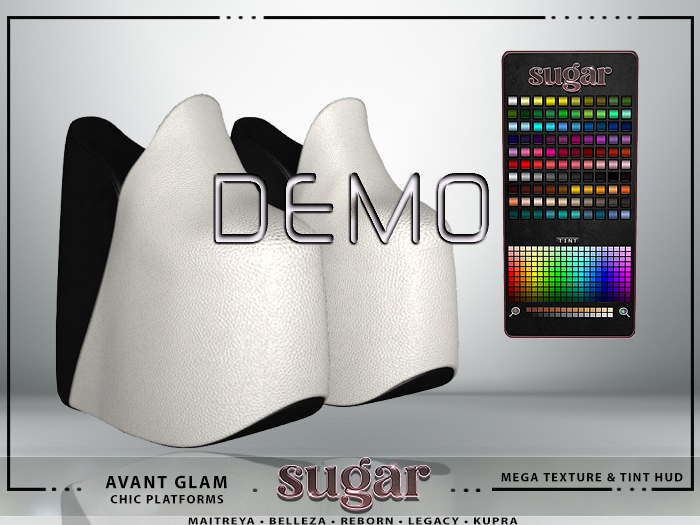 [sugar] Avant Glam Chic Platforms DEMO [Mega-HUD] Maitreya • Legacy • Belleza • Reborn • Kupra