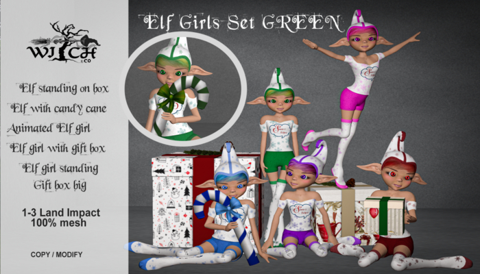 W&Co. Elf Girls Set Green Boxed