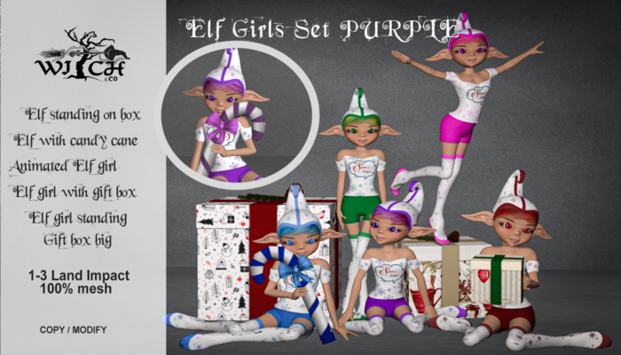 W&Co. Elf Girls Set Purple Boxed