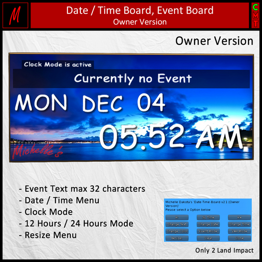 Date / Time (Event) Board - (Owner Version)