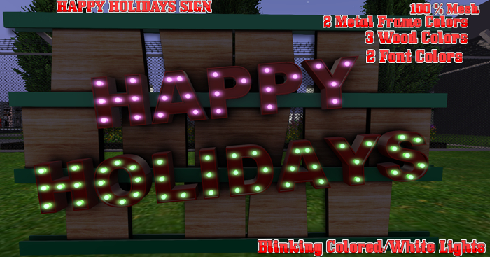 Happy Holidays Blinking Signs (Mesh)