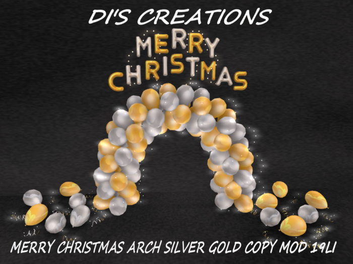 MERRY CHRISTMAS ARCH SILVER GOLD BALLOONS