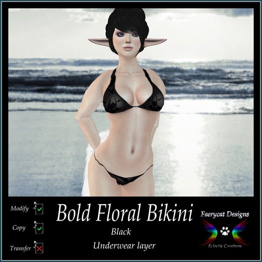 *FCD* Bold Floral String Bikini [Black]