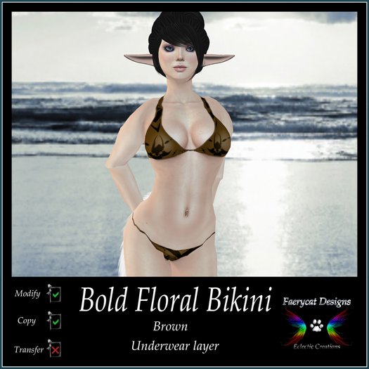 *FCD* Bold Floral String Bikini [Brown]