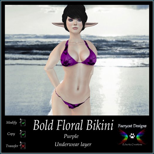 *FCD* Bold Floral String Bikini [Purple]