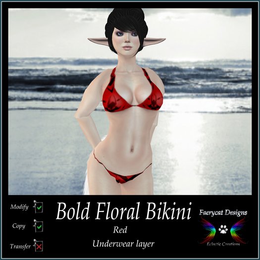 *FCD* Bold Floral String Bikini [Red]