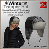 Winter Trapper Hat [2cute] Plaid Gray Black