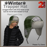 Winter Trapper Hat [2cute] Plaid Green Gray