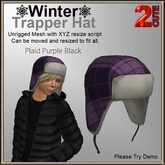 Winter Trapper Hat [2cute] Plaid Purple Black