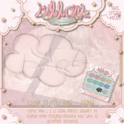 {Ribbons} Cutie Throw Rug - Cloud {Box}