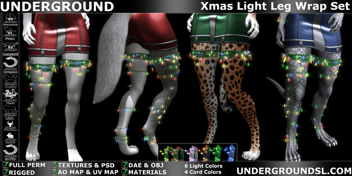 (UG FULL PERM) - Xmas Light Leg Wraps Furry Set