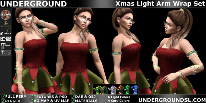 (UG FULL PERM) - Xmas Light Arm Wraps Set