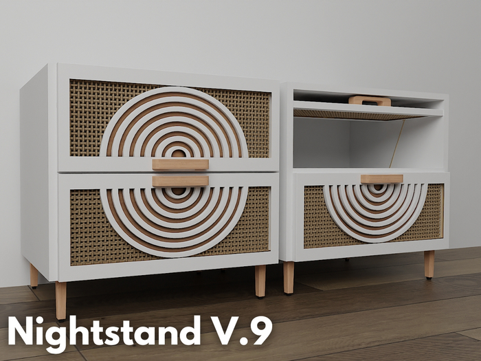 Difference Nightstand V.9 white and rattan