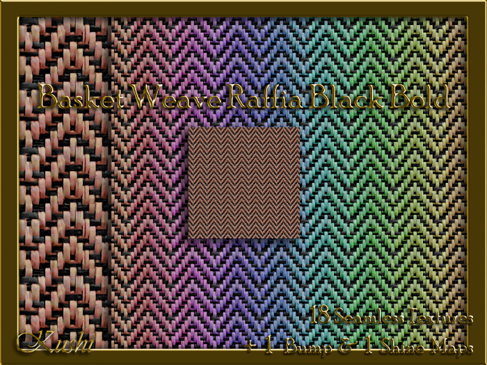 Basket Weave Raffia Black Bold Seamless Texture Pack
