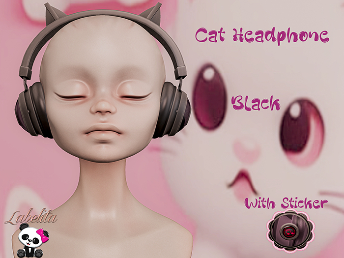 [LABELITA] Cat Headphone Black with Sticker