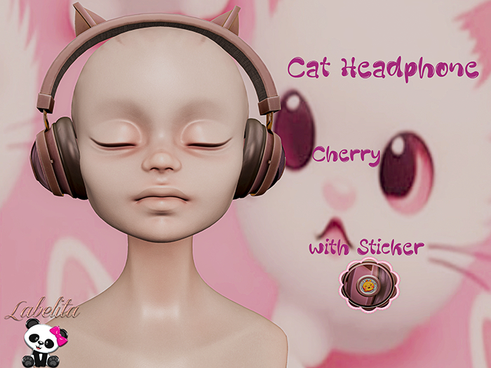 [LABELITA] Cat Headphone Cherry with Sticker