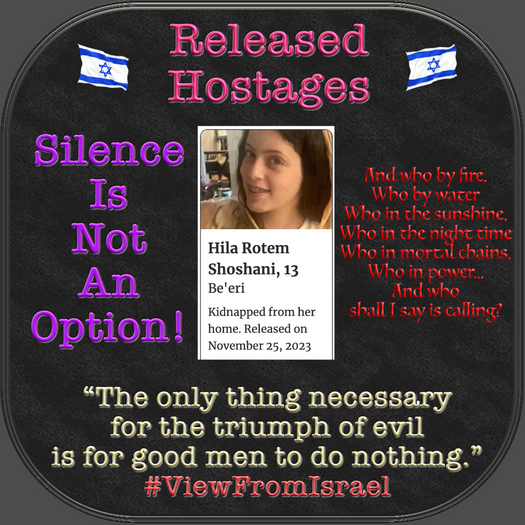 !Hostages Released Hila Rotem Shoshani-Nov. 25, 2023 Poster