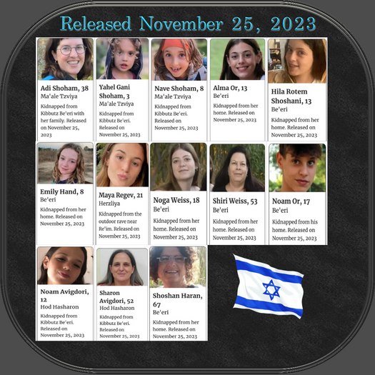 !All Posters Of Released Hostages - Nov. 25, 2023 Box