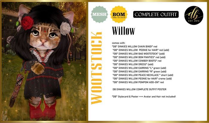 *DB* DINKIES WILLOW HIPPIE OUTFIT*
