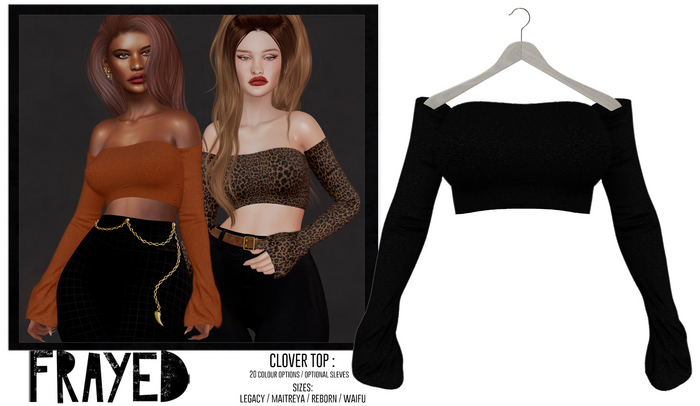 Frayed - Clover Top - Black