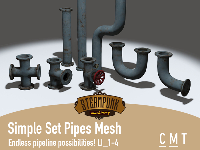 Steampunk Machinery - Mesh Pipes Set 3