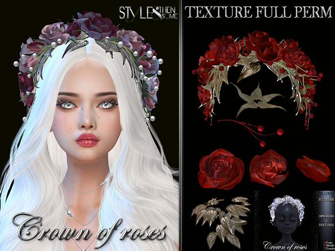 STYLE- Crown of roses  -TEXTURE FULL PERM- Red