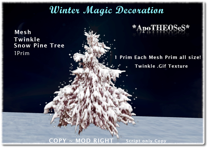 Mesh Twinkle Snow Pine Tree 1 Prim