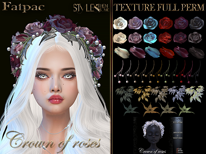 Promo!! STYLE- Crown of roses  -TEXTURE FULL PERM-Fatpack