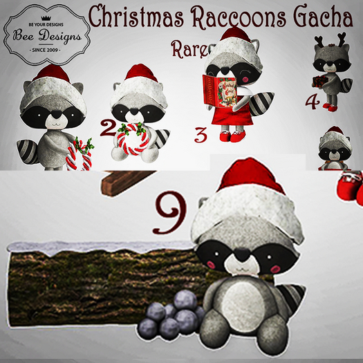 Bee Designs Christmas Raccoons Gacha 9