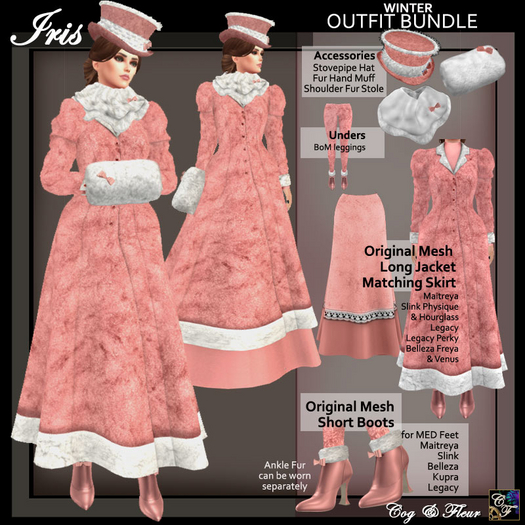 C&F Iris Original Mesh Winter Outfit Bundle - Ice Pink