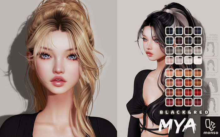 [monso] Mya Hair /Black & Red