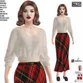 SOFT SWEATER&TARTAN SKIRT,MESH BODY