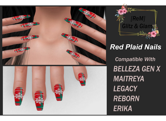 [ReM] Red Plaid Nails
