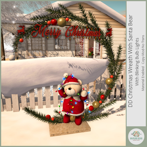 DD Christmas Wreath With Santa Bear /Add To Unpack