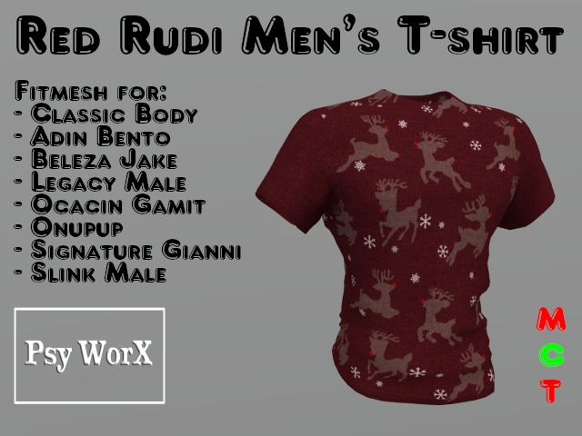 >PsyWorX< Rudi RED Xmas Men's T-Shirt Fitmesh