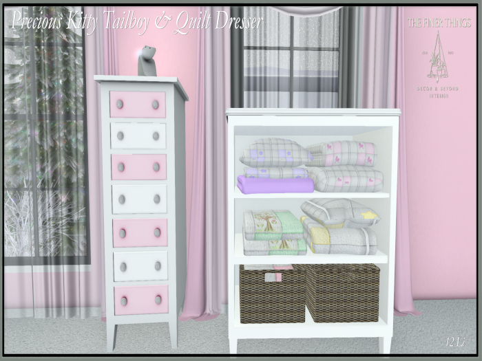 Precious Kitty tallboy & quilt dresser set