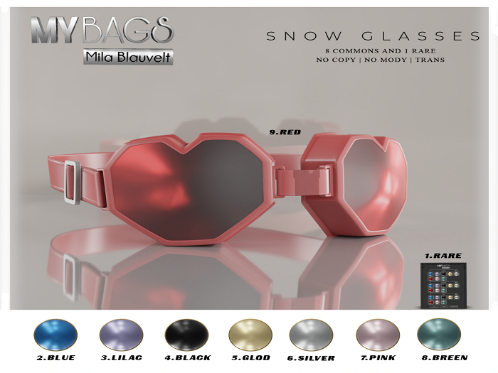1.MY BAGS by Mila Blauvelt My Snow Glasses RARE