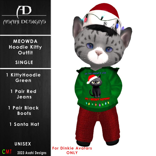 Meowda HoodieSet - NaughtyKat Green 