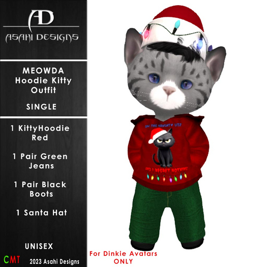 Meowda HoodieSet - NaughtyKat Red 