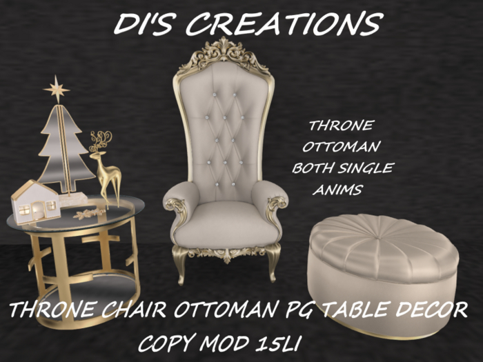 THRONE CHAIR OTTOMAN PG TABLE DECOR