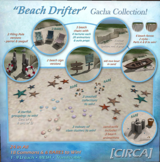 [CIRCA] - "Beach Drifter" Sand Bucket with Shells - Orange RARE