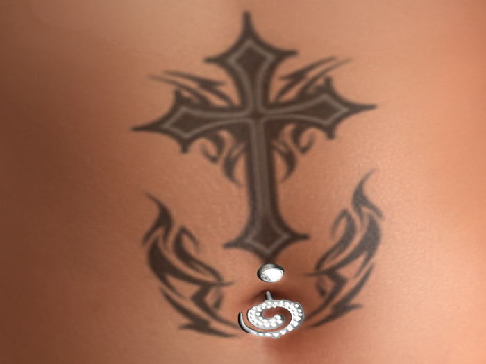 ==  BELLY TATTOO CROSS 6 COLORS  ==
