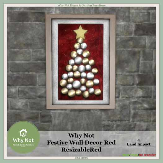 Why Not - Festive Wall Decor-Red-Resizable-Boxed